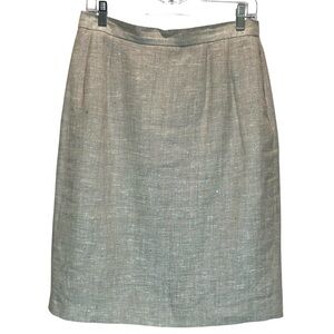Oatmeal Nubby Linen Lined Straight Skirt - Size 12, Career Wear
